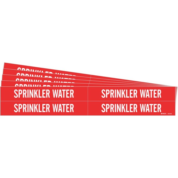 SPRINKLER WATER Pipe Marker Style 4 Polyester White on Red 4 per Card, 5 PK
